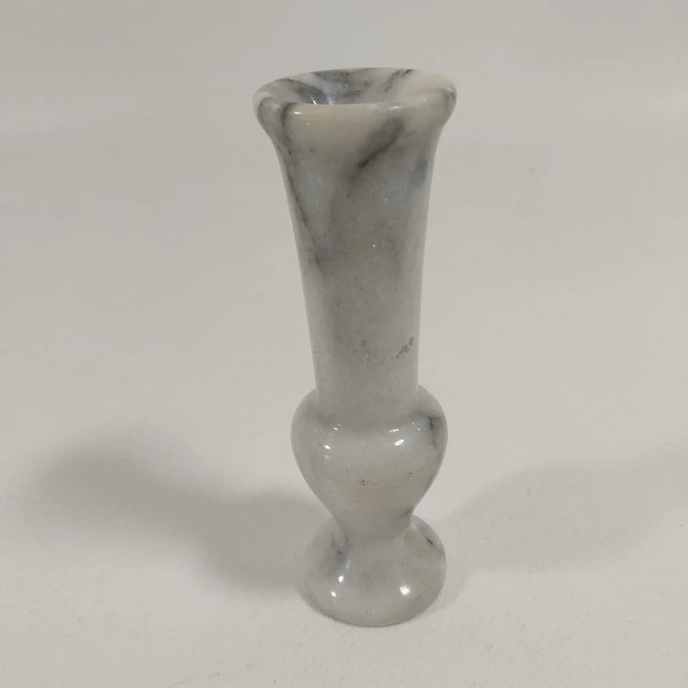 Small VINTAGE turned Marble Bud‎ Vase 4.5 in